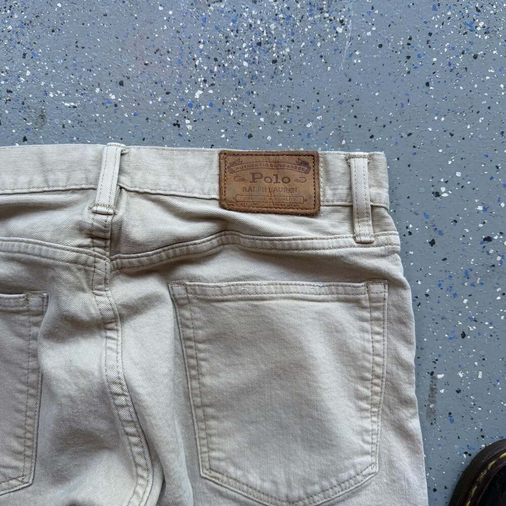 Polo Ralph Lauren Authentic Dungarees Beige Denim Jeans - Picture 2 of 8